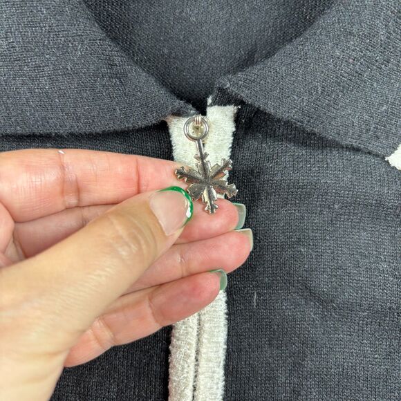 Designers Originals Full Zip Sweater Lightweight Snowman Snowflake Large I190 - Picture 5 of 8